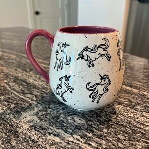 Unicorn Patterned Mug with Pink Interior